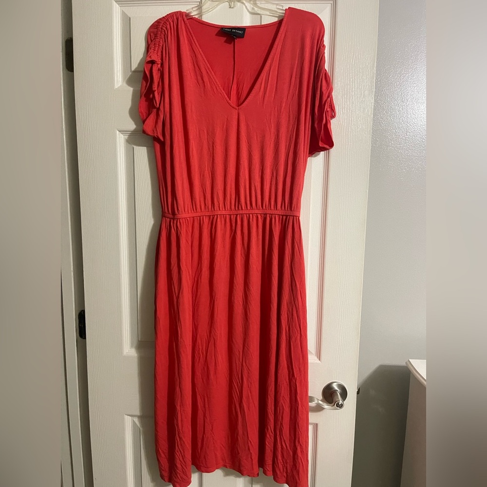 Lane Bryant Red V-Neck Midi Dress